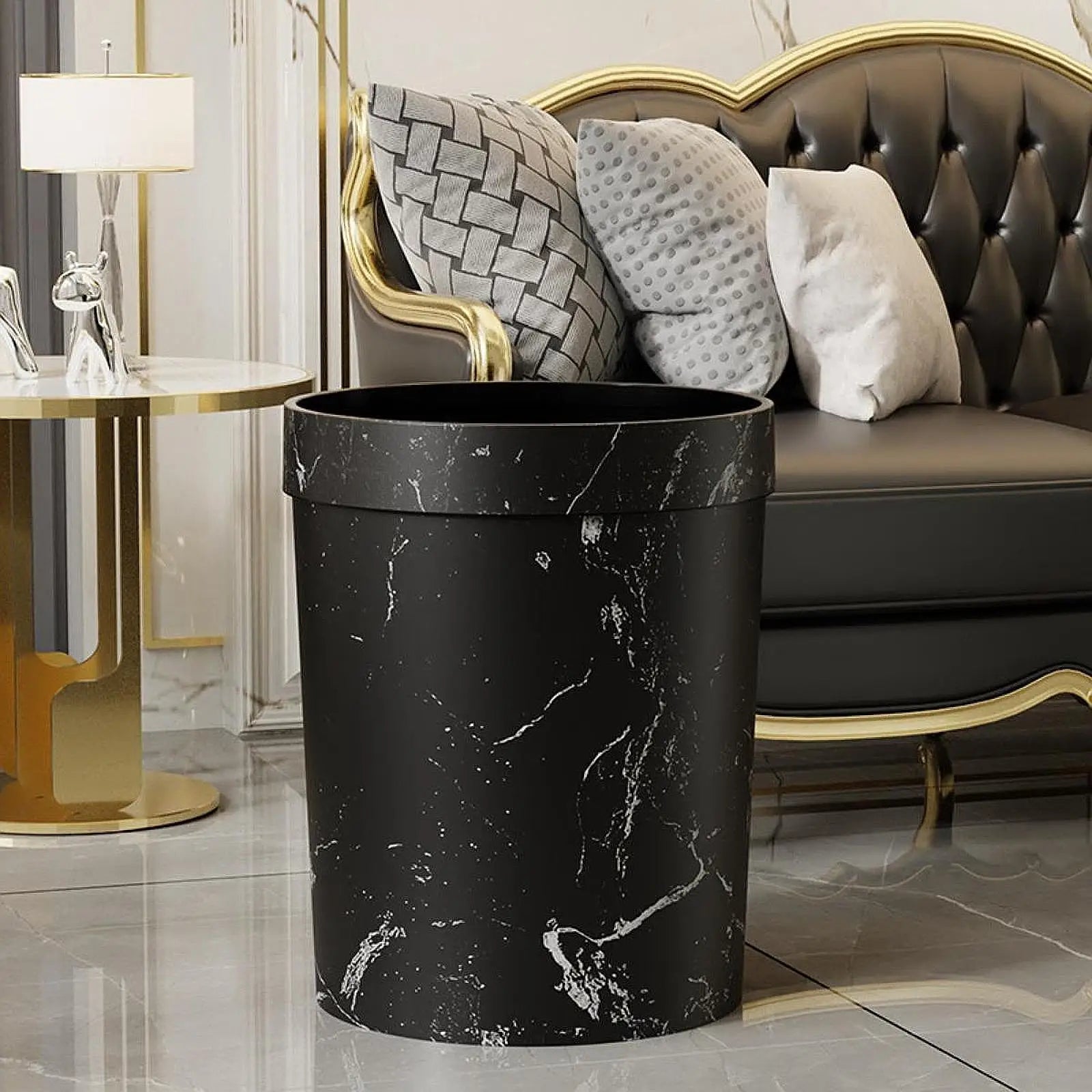 Bote de basura de grano de madera de imitación, contenedor de basura creativo para alimentos, basura para sala de estar, dormitorio, baño, cocina