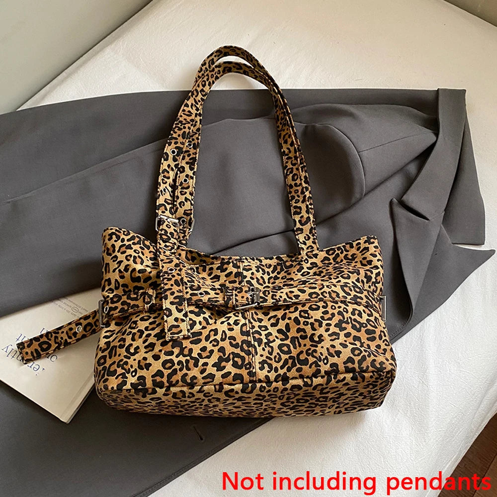 Bolso de Hombro Grande con Estampado Leopardo para Mujer