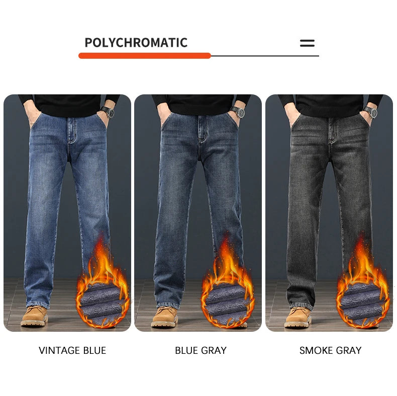 Pantalones Vaqueros de Invierno para Hombre, Terciopelo, Talla Grande 42-44