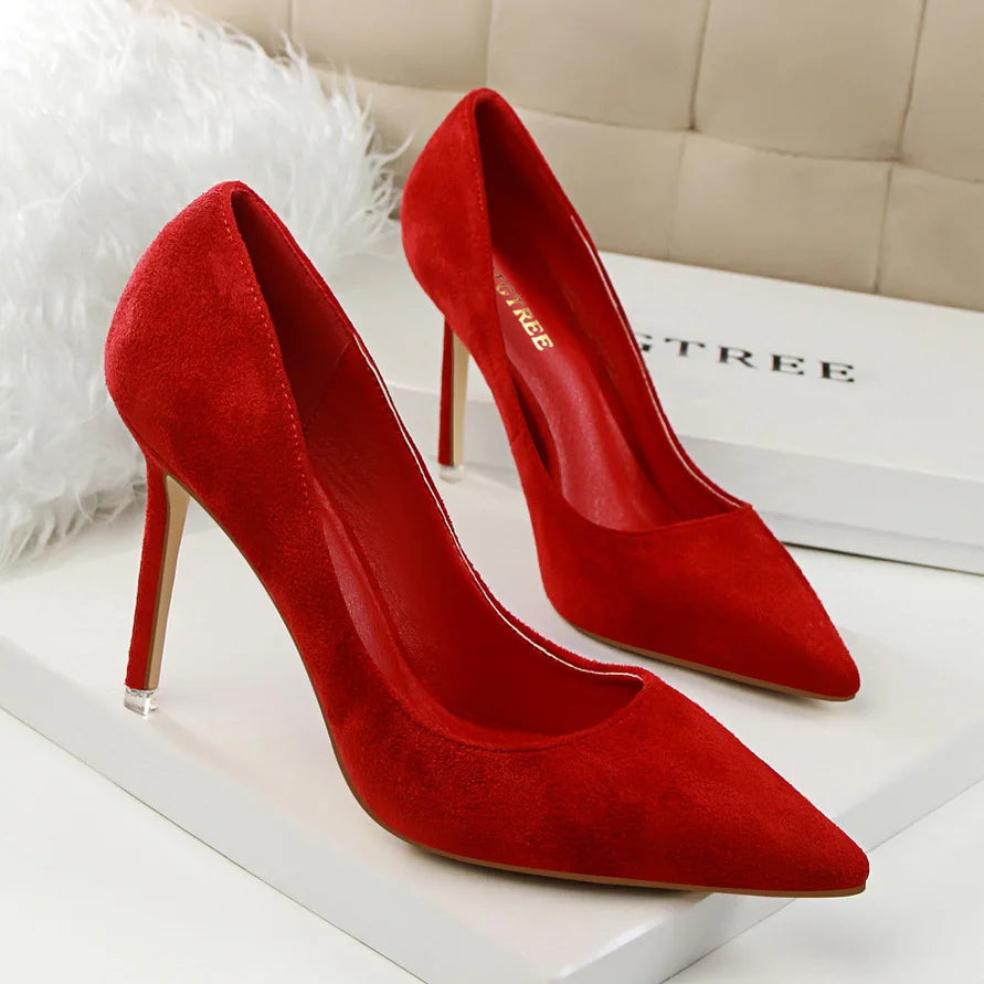 Zapatos de Tacón Alto 9cm para Mujer - Gamuza, Tallas Grandes