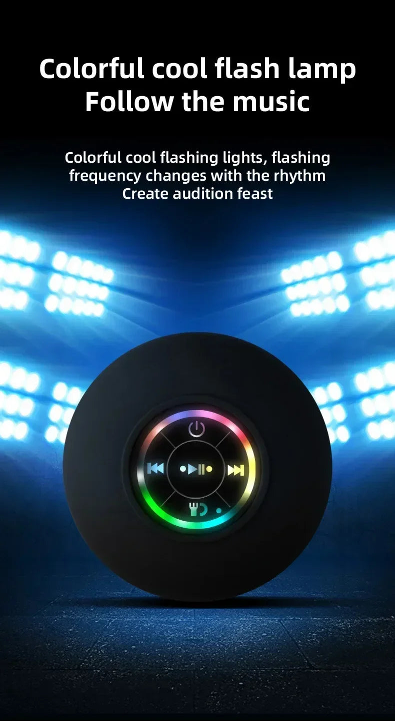 Altavoz de ducha Bluetooth, minialtavoz inalámbrico portátil con micrófono, ventosa IPX4, resistente al agua para viajes, piscina, río flotante