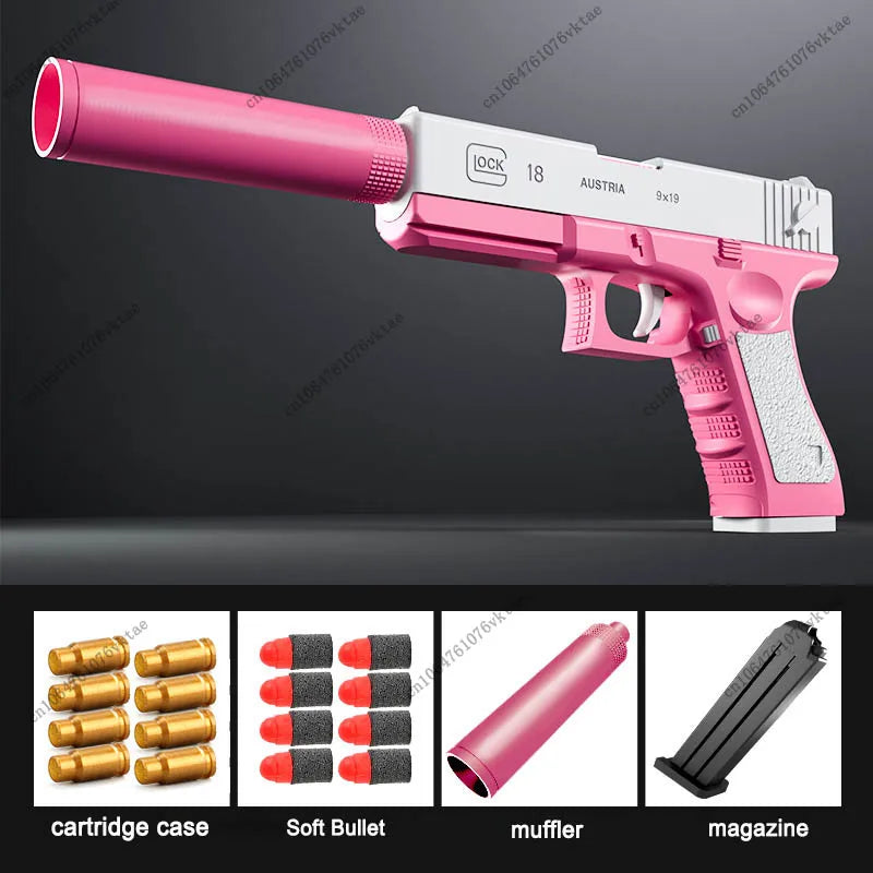 Pistola de juguete, pistola de balas blandas M1911, dardos de espuma expulsados, arma Manual de Airsoft con silenciador para niños y adultos