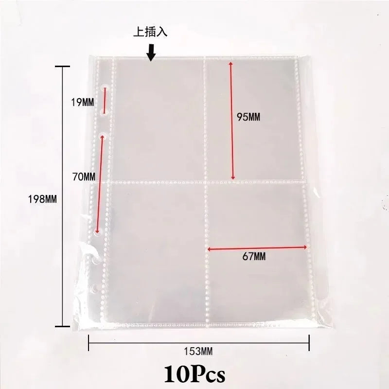 10 Hojas A5 Transparentes de PP con 6 Agujeros para Archivador, Bolsas de Almacenamiento de Fotos, Tarjetas y Datos, Páginas Interiores para Libros