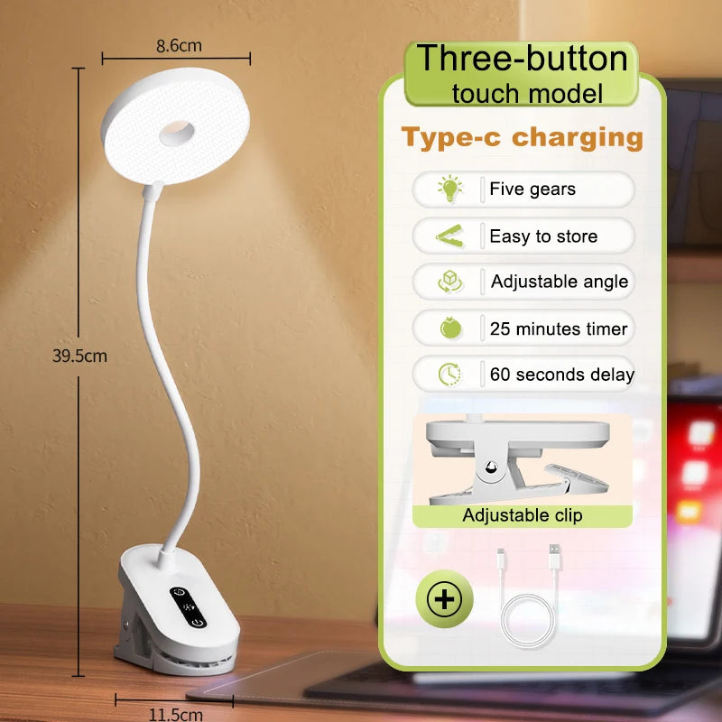 Lámpara de Escritorio LED con Clip y Protección Ocular