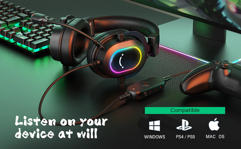 Auriculares Gaming FIFINE RGB con Micrófono y Sonido 7.1