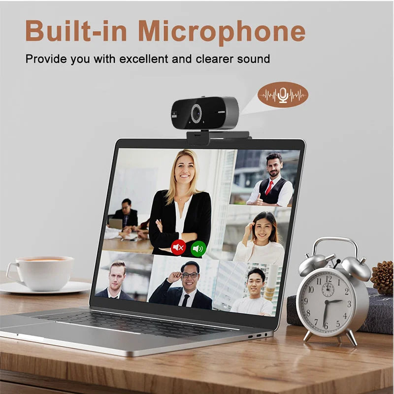 Cámara web USB 4K UHD con autofoco y micrófono para PC y laptop