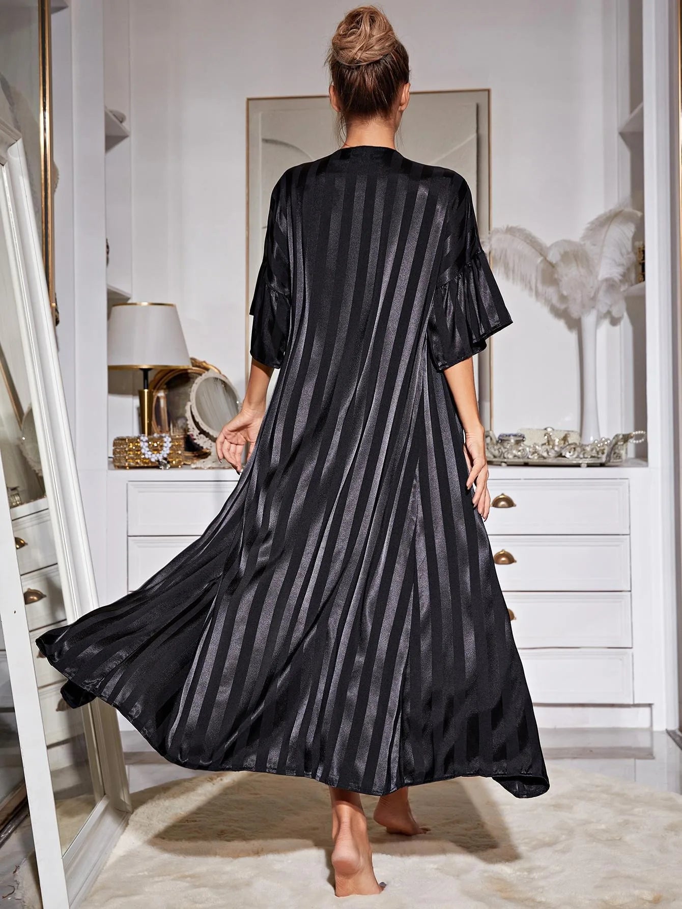 Conjunto de Pijama de Seda Helada para Mujer — Manga Larga