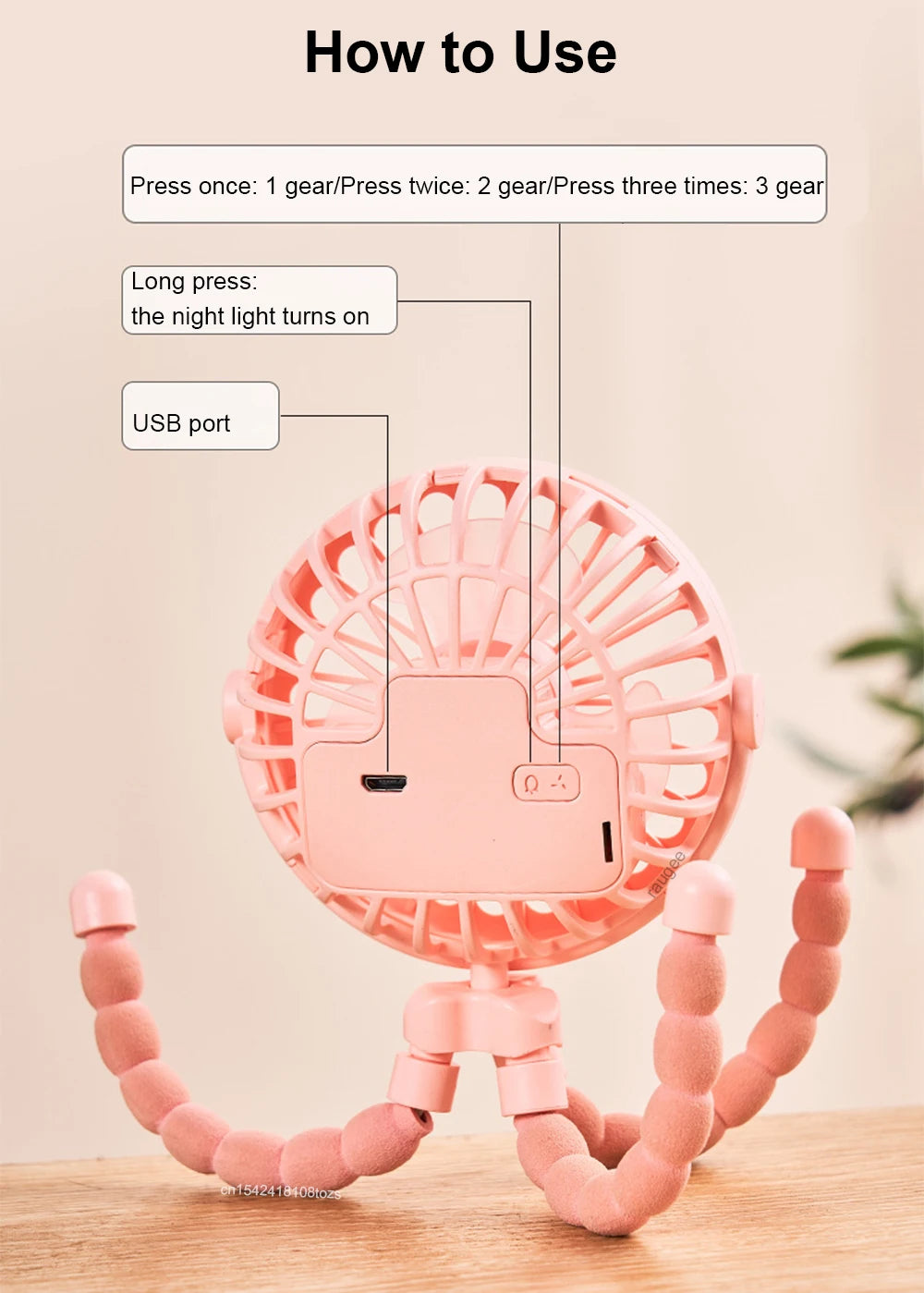 Mini Ventilador Octopus con Trípode Flexible 360°