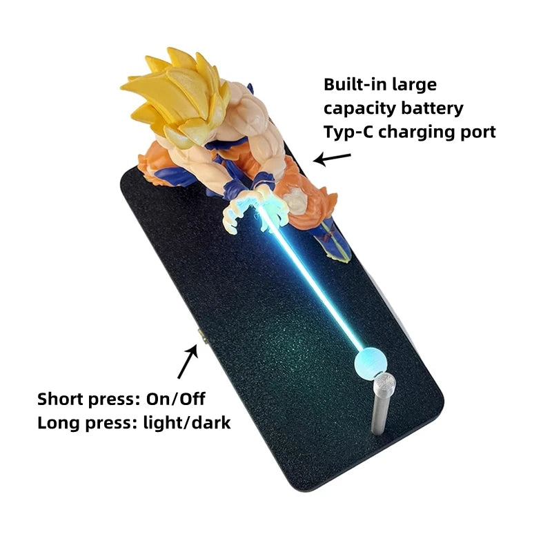 DRAGON BALL Son Goku Kamehameha lámpara de noche decoración de escritorio modelo noche anime que rodea juguetes para niños regalo de cumpleaños