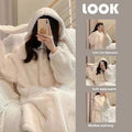 Pijama Cálido de Otoño-Invierno para Mujer con Orejas de Conejo