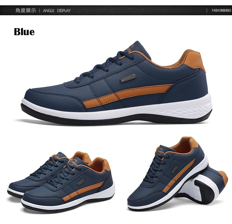 YRZL zapatos de hombre primavera otoño zapatillas impermeables para caminar ocio zapatos deportivos de cuero para hombre calzado antideslizante tenis para hombres