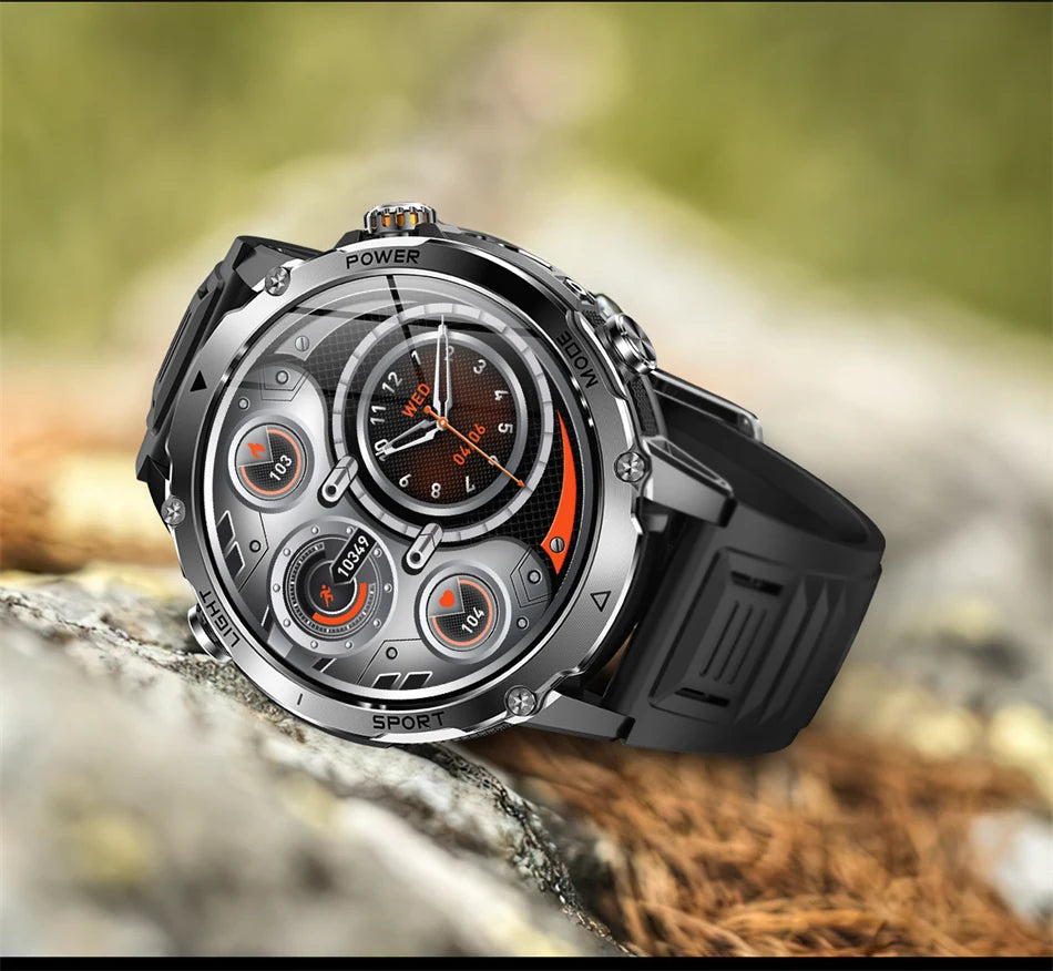 Reloj Inteligente Militar con Linterna Bluetooth 2026