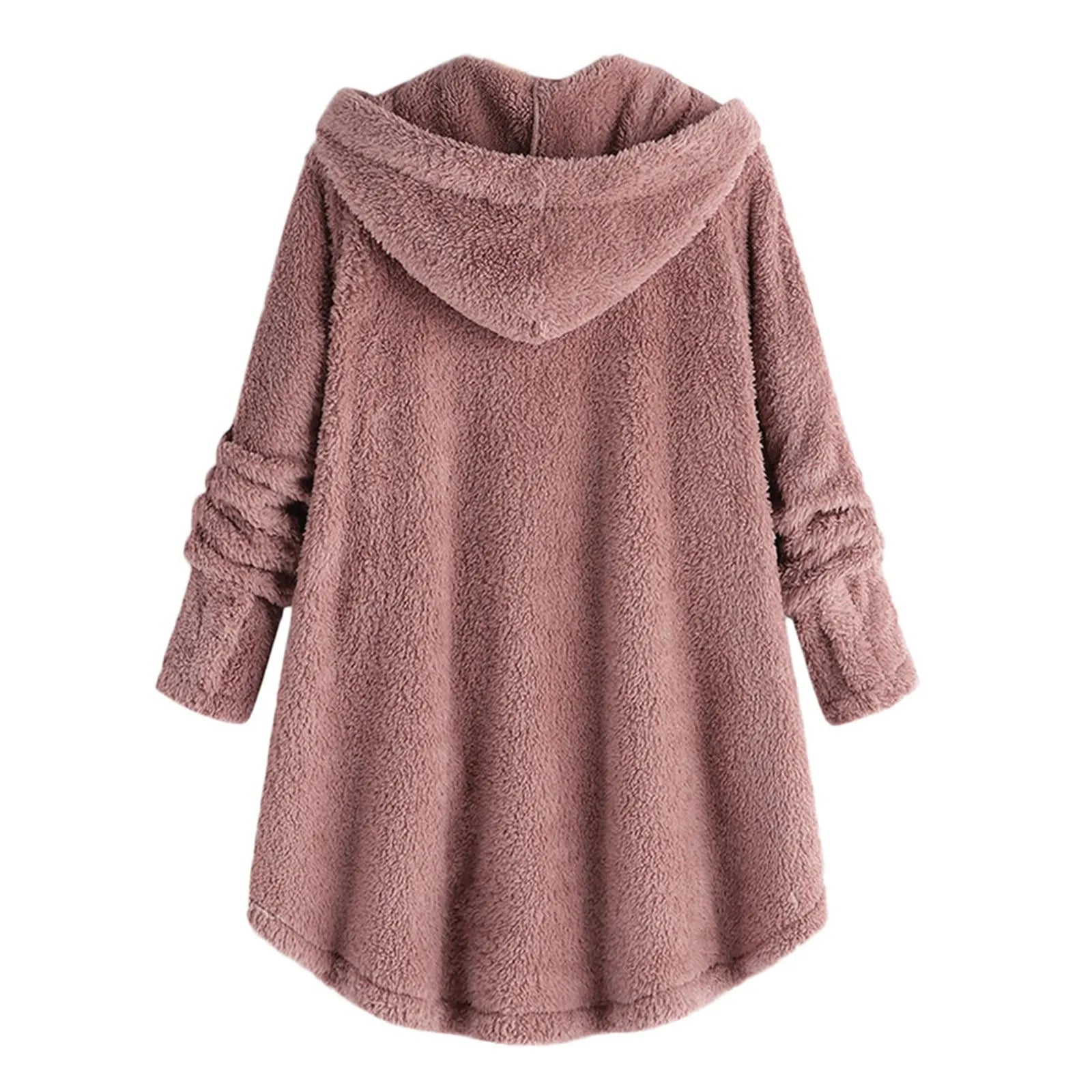 Otoño Invierno mujer abrigo cálido oso de peluche abrigo chaqueta de lana mujer abrigo de felpa chaqueta con capucha abrigos de mujer chaqueta de Color sólido