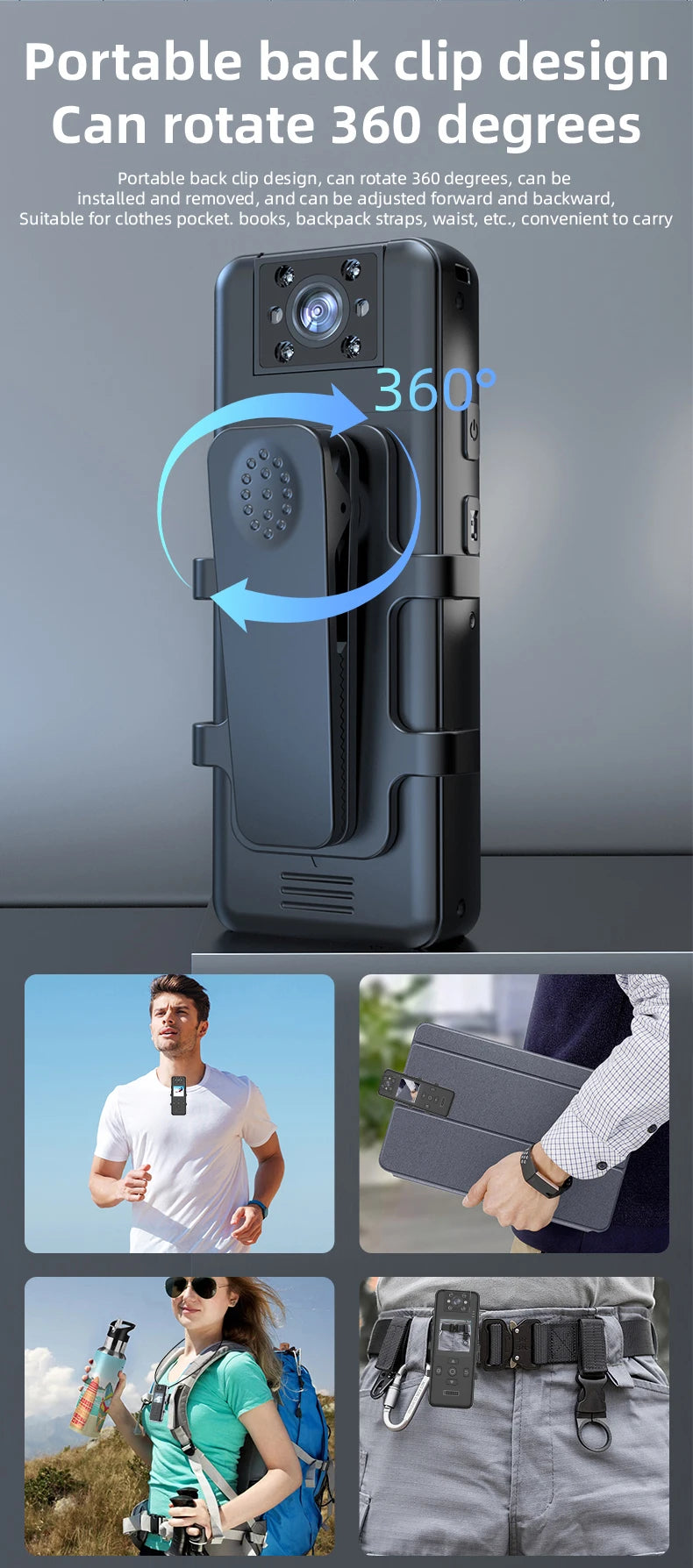 Mini cámara deportiva 4K WiFi H86 con visión nocturna y doble batería