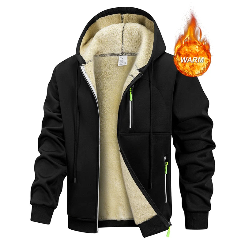 Chaqueta de Invierno con Forro Sherpa y Capucha para Hombre
