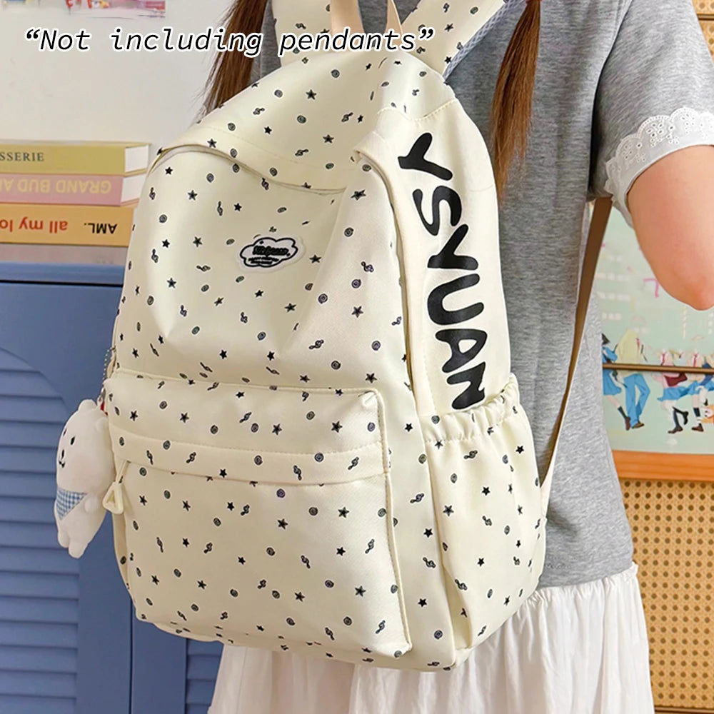 Mochila de Nailon con Estampado de Estrellas para Adolescentes