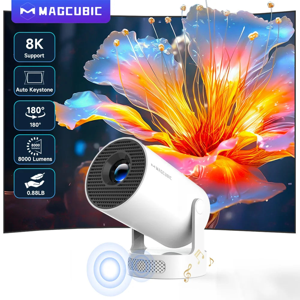 Proyector Magcubic HY300Pro+ 8k Android 14, Wifi Dual, 290ANSI, BT5.4, Proyector de Video para Cine, Portátil para Exteriores
