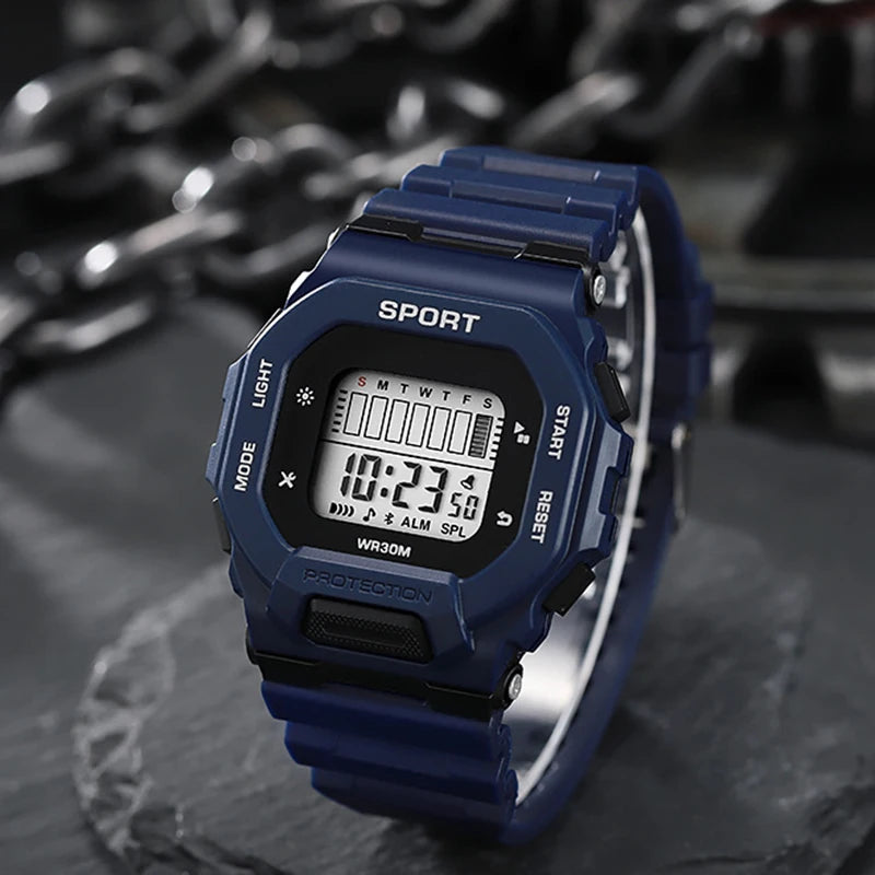 Reloj deportivo YIKAZE para hombre, relojes digitales LED resistentes al agua, tendencia de aventura al aire libre para estudiantes, reloj electrónico multifuncional para regalo