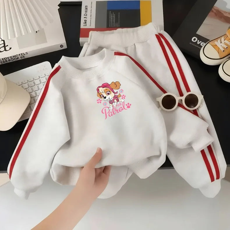 Conjuntos de ropa de primavera con estampado de Patrulla PAW para niños, sudaderas con capucha deportivas a la moda y pantalón largo, conjunto de dos piezas, chándal informal para niños, nuevo