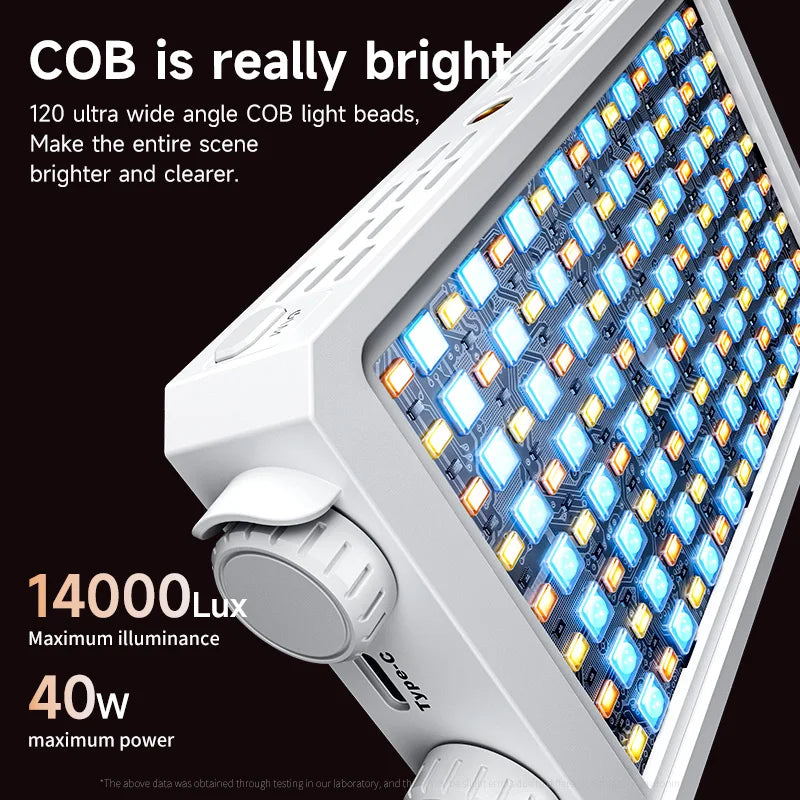 Luz de relleno de mano de 40W, luz portátil de bolsillo para Selfie, fotografía al aire libre, luz LED suave, luz de belleza con ventilador, luz superior para cámara