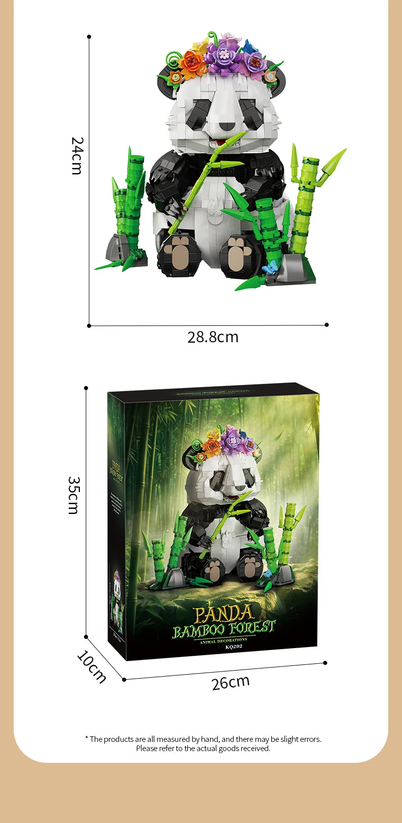 Bloques de Construcción KQ202 MOC Panda, Modelo de Animal del Bosque de Bambú, Decoración de Escritorio STEM para el Hogar, Regalo Educativo de Cumpleaños y Navidad para Niños