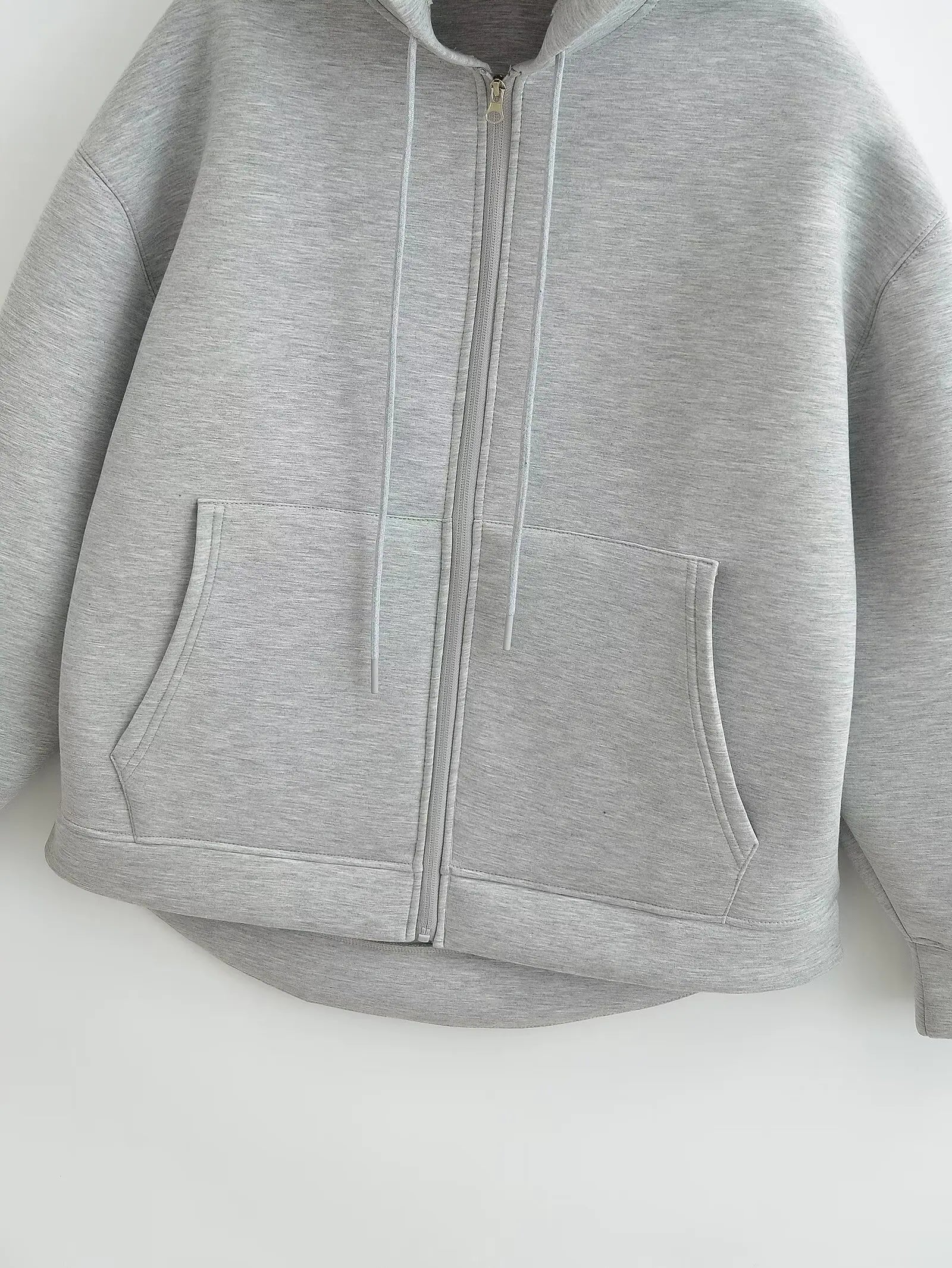 HH Otoño Invierno mujer cremallera Sudadera con capucha abrigo High Street bolsillos dobles chaqueta de gran tamaño sudaderas sueltas prendas de vestir exteriores Top