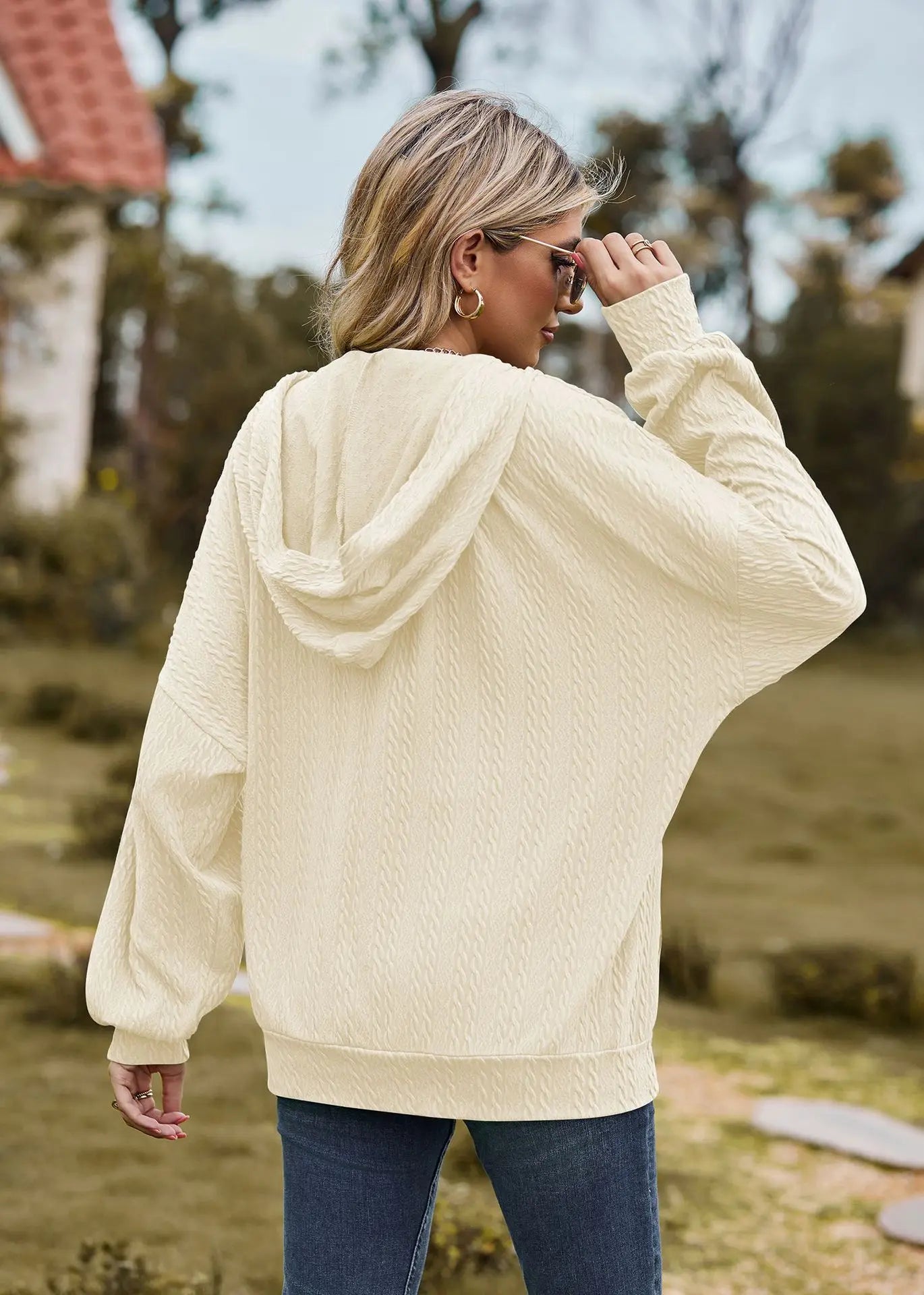 Sudadera con cremallera para mujer, abrigo informal de manga larga, ropa de calle de Color liso, holgado, Harajuku, otoño e invierno, 2024