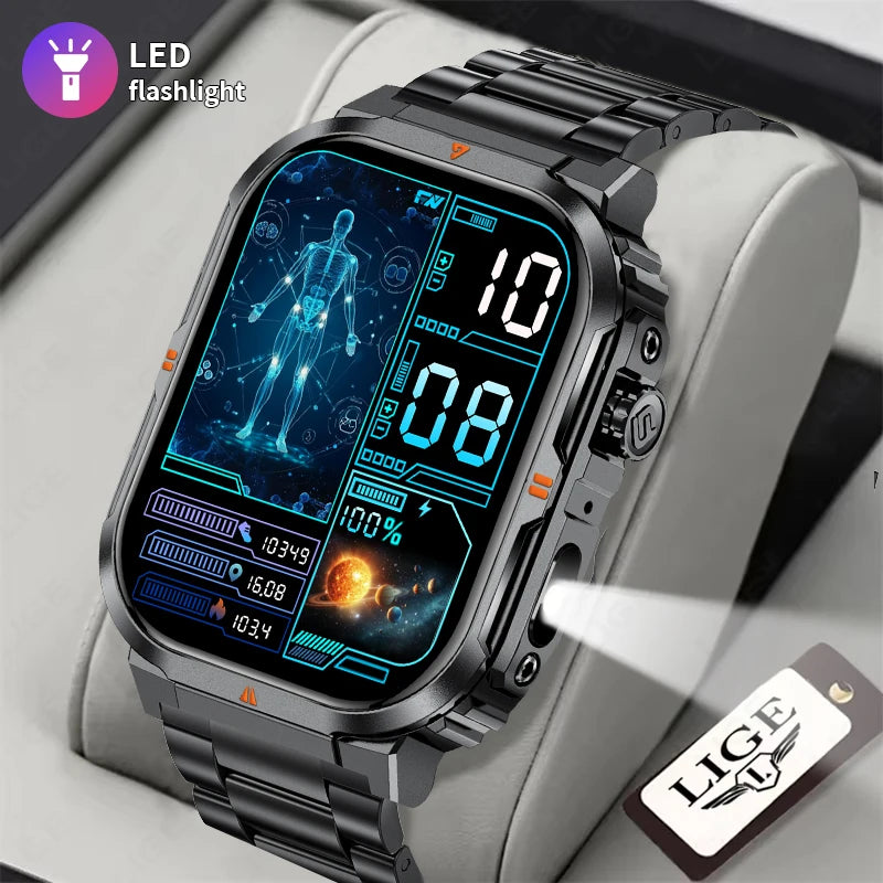 LIGE Reloj Inteligente Linterna LED Militar