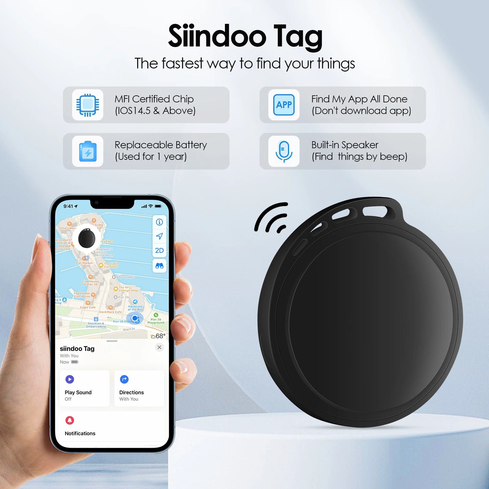 Localizador Antipérdida Compatible con Apple AirTag, Localizador GPS para Autos, Mascotas, Perros, Niños y Ancianos para Prevenir Pérdidas