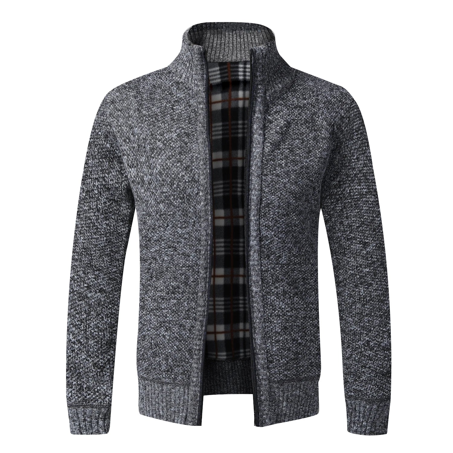Otoño Invierno cálido cárdigan hombres suéteres de lana chaquetas con cremallera completa Slim Fit marca de lujo suéter tejido abrigo Jersey americano