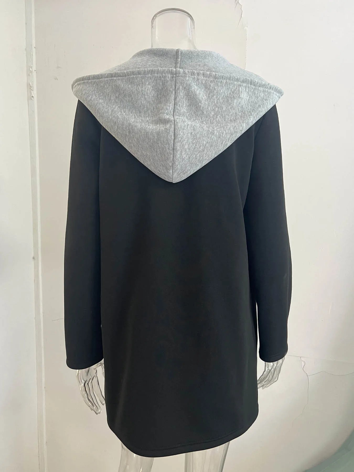 Otoño e Invierno nueva mujer casual moda patchwork color a juego cardigan sudadera con capucha