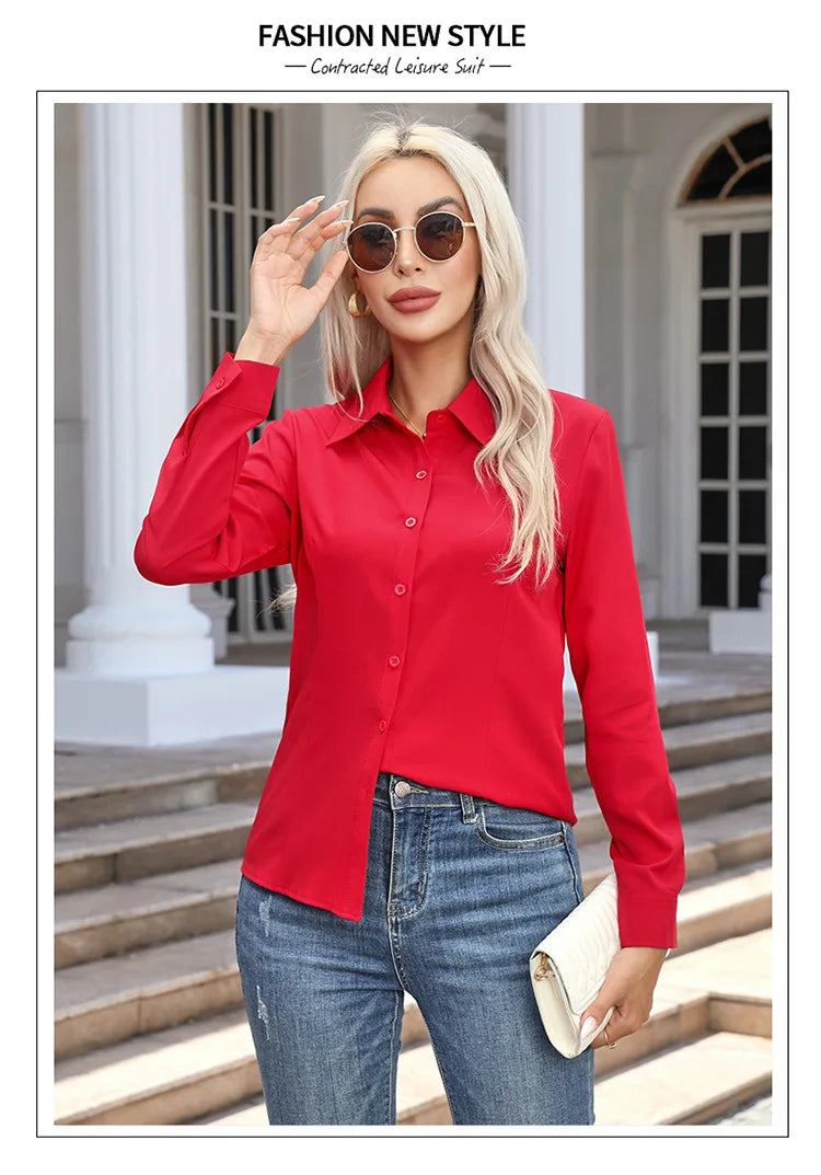Blusa Elegante de Gasa con Botones para Mujer