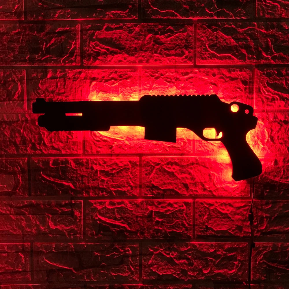 Lámpara de Pared LED 3D Pistola Luz Nocturna USB