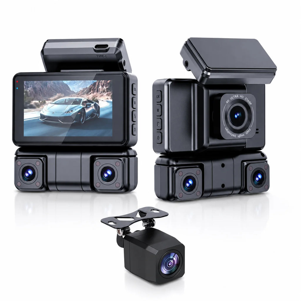 Cámara para Auto de 4 Canales, 3 Pulgadas IPS WiFi, DVR para Vehículo, Grabación Frontal 2K, Lateral Izquierda y Derecha 1080P, Sensor G, sin Tarjeta TF