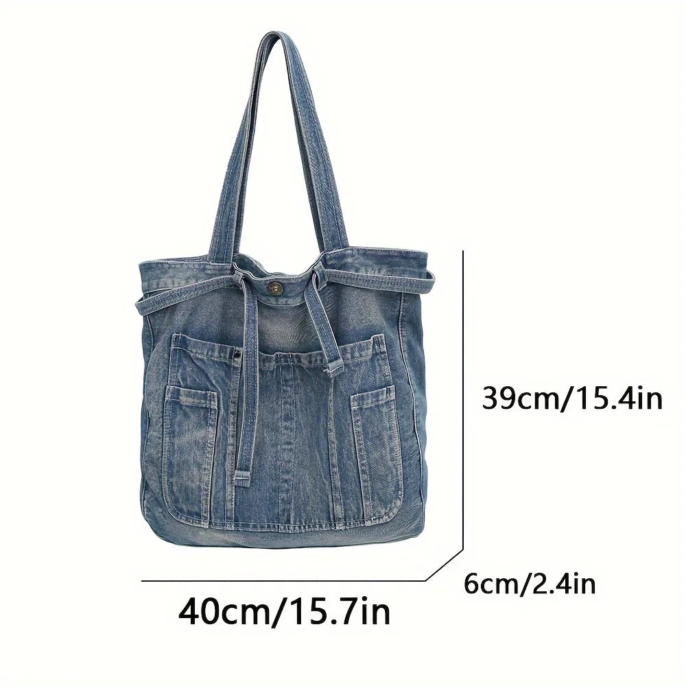 Bolso informal de gran capacidad, bolso de mano vaquero, todo a la moda, bolso de hombro de alto nivel de apariencia, bolso para ir al trabajo