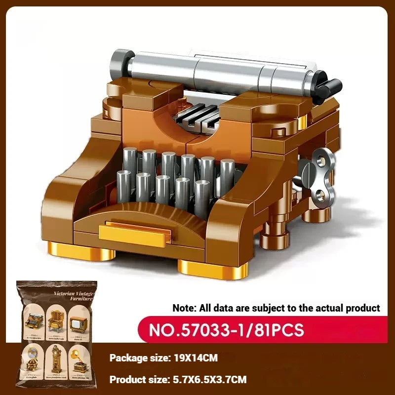 Bloques de Construcción de Muebles Retro 57033, Modelo MOC para Armar, Decoración de Escritorio, Regalo Coleccionable para Adultos, Cumpleaños, Días Festivos