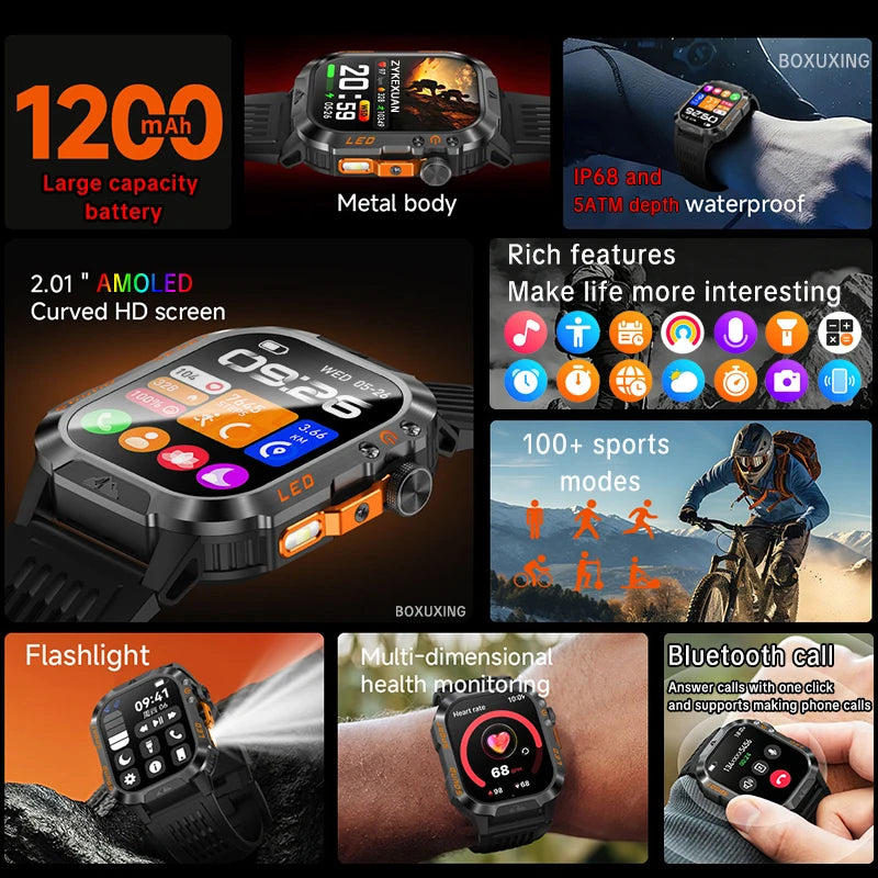 Reloj Inteligente Militar con Batería de 1200mAh