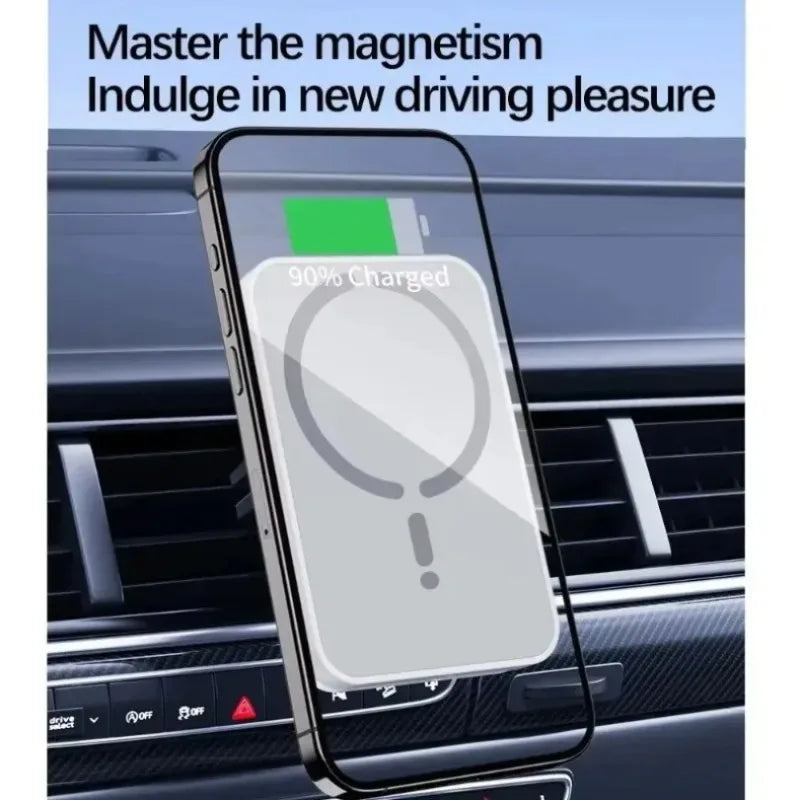 Cargador Inalámbrico Magnético para Coche, Soporte para Teléfono GPS con Ventilación, Compatible con Magsafe iPhone 17 16 15 14 13 12 Pro Max, Carga Rápida