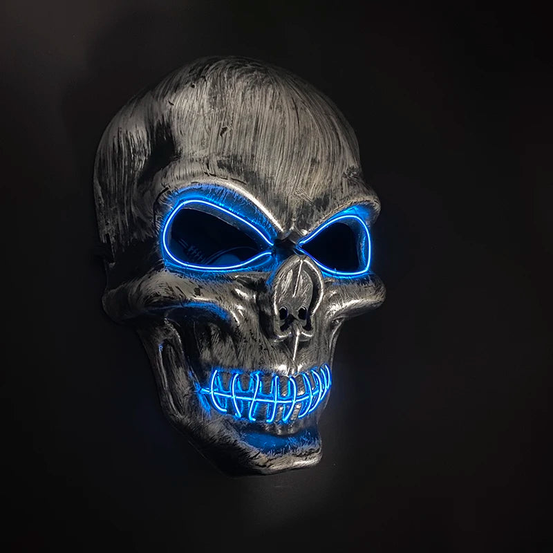 Máscara de calavera malvada, mascarada de Carnaval de Halloween, Casa Encantada, decoración aterradora, esqueleto de Cosplay, Fiesta Temática aterradora, máscara iluminada
