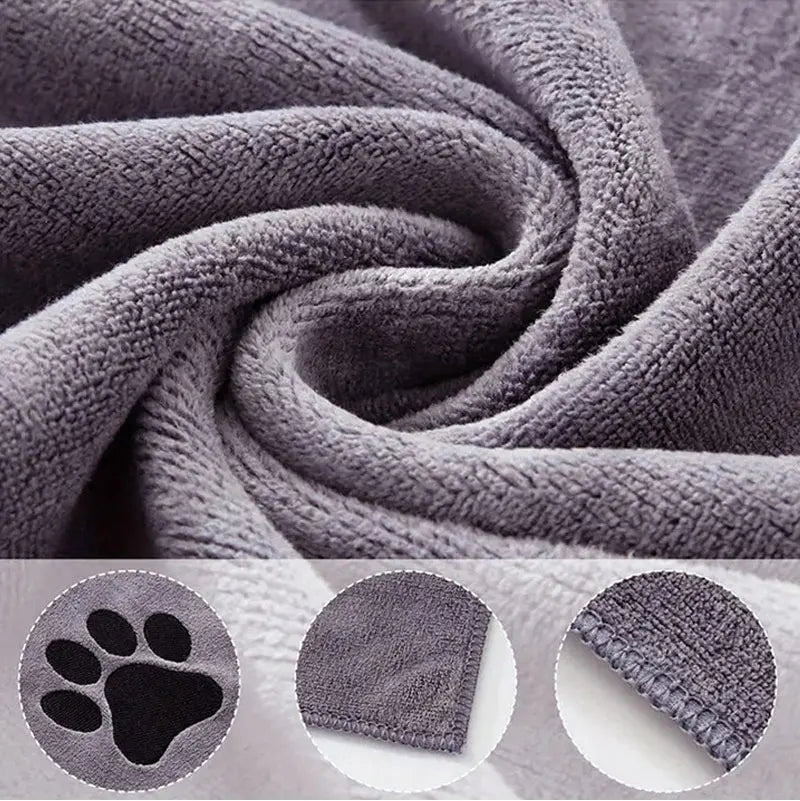 Toalla de baño de microfibra para mascotas, 35x75cm/50x100cm, bordada, súper suave, absorbente, para gatos y perros, suministros de aseo