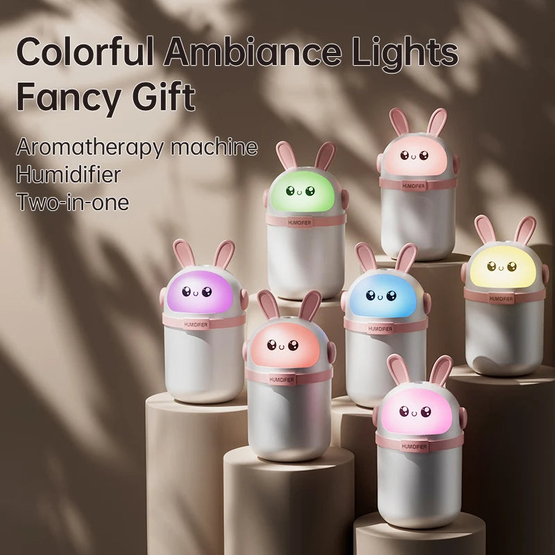 Humidificador mini Mars Rabbit difusor de aromas con luces de colores, 180 ml