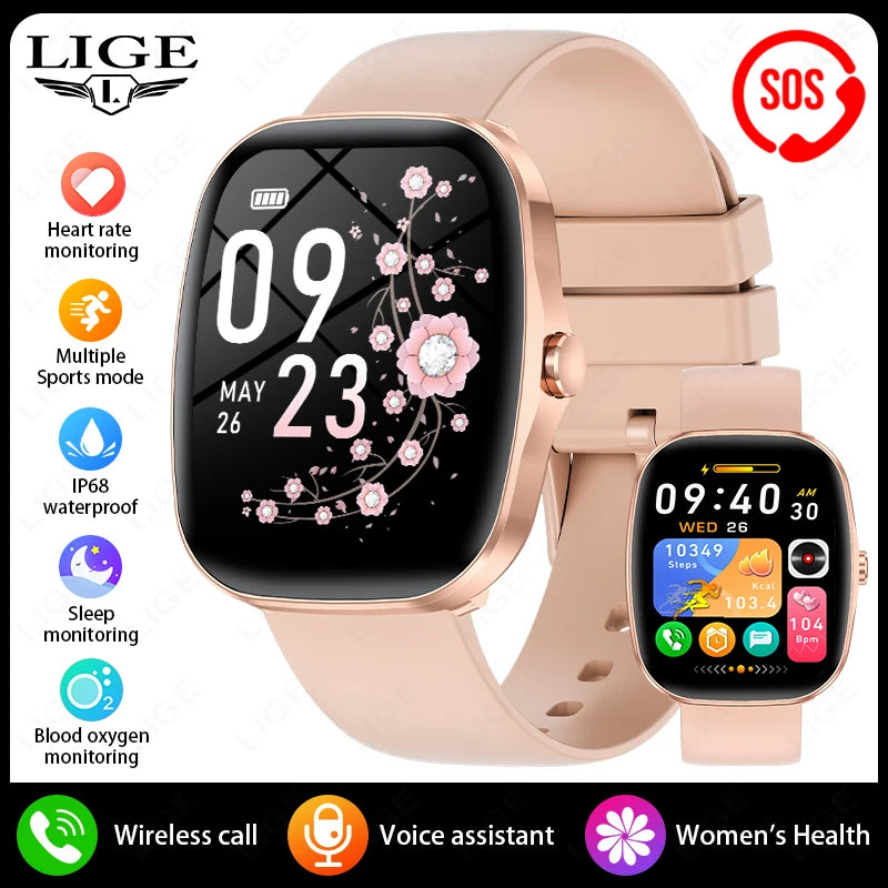 Reloj inteligente LIGE con llamadas Bluetooth, monitor cardíaco y IP68