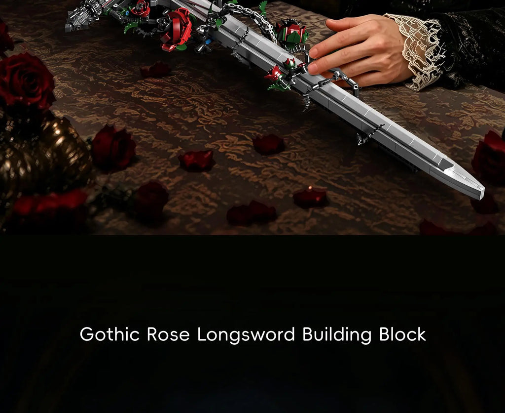 Bloques de Construcción K70007, Espada Rosa, Adorno Creativo para Escritorio, Serie Gótica Oscura, Juguetes de Ensamblaje, Regalo de Cumpleaños para Adultos