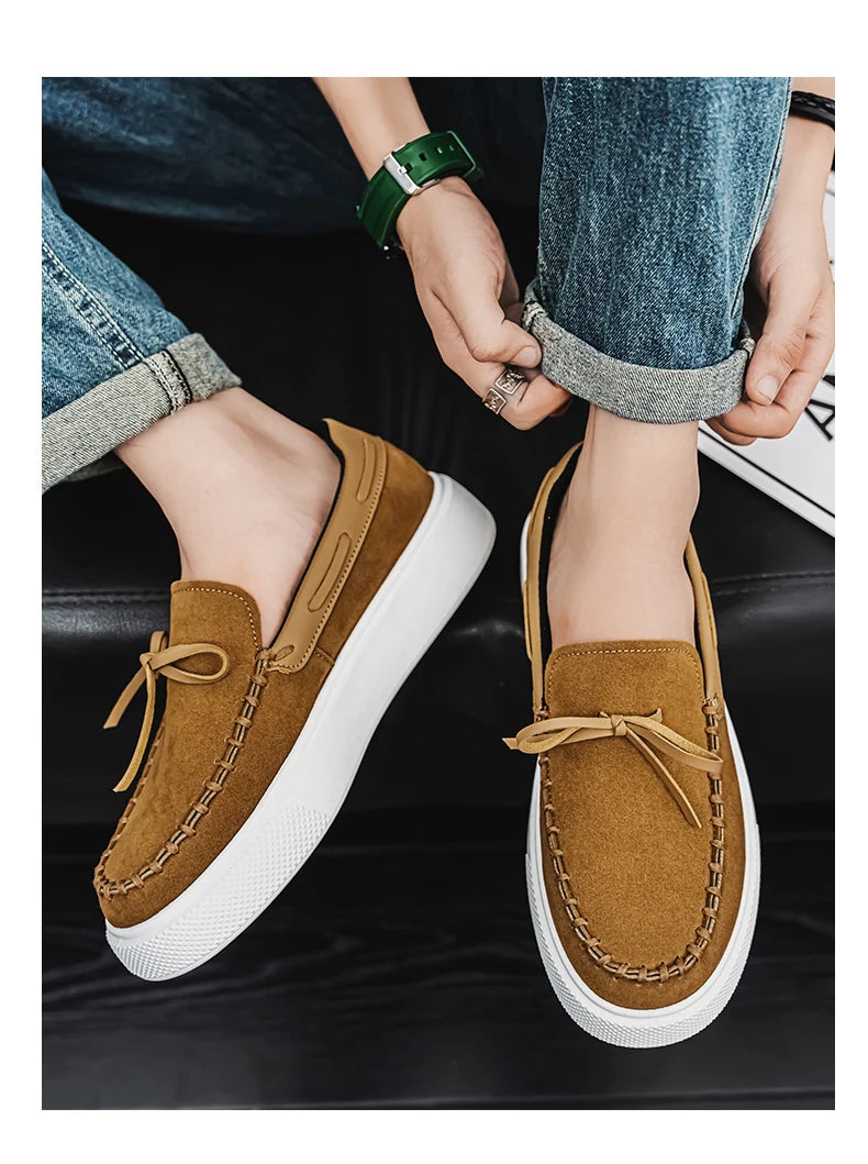 Mocasines casuales de estilo británico para hombre, cuero transpirable, antideslizantes