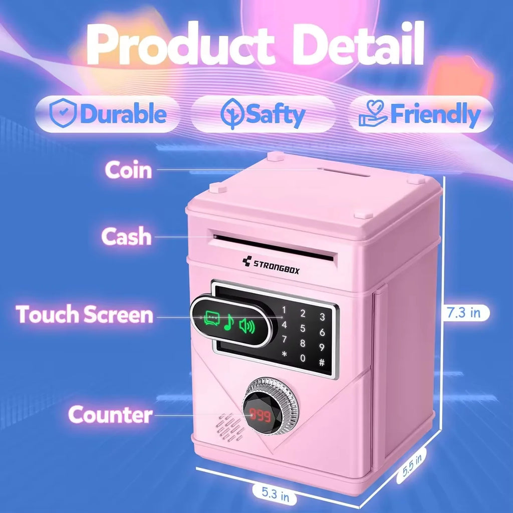 Hucha Electrónica con Pantalla Táctil y Contraseña para Niños