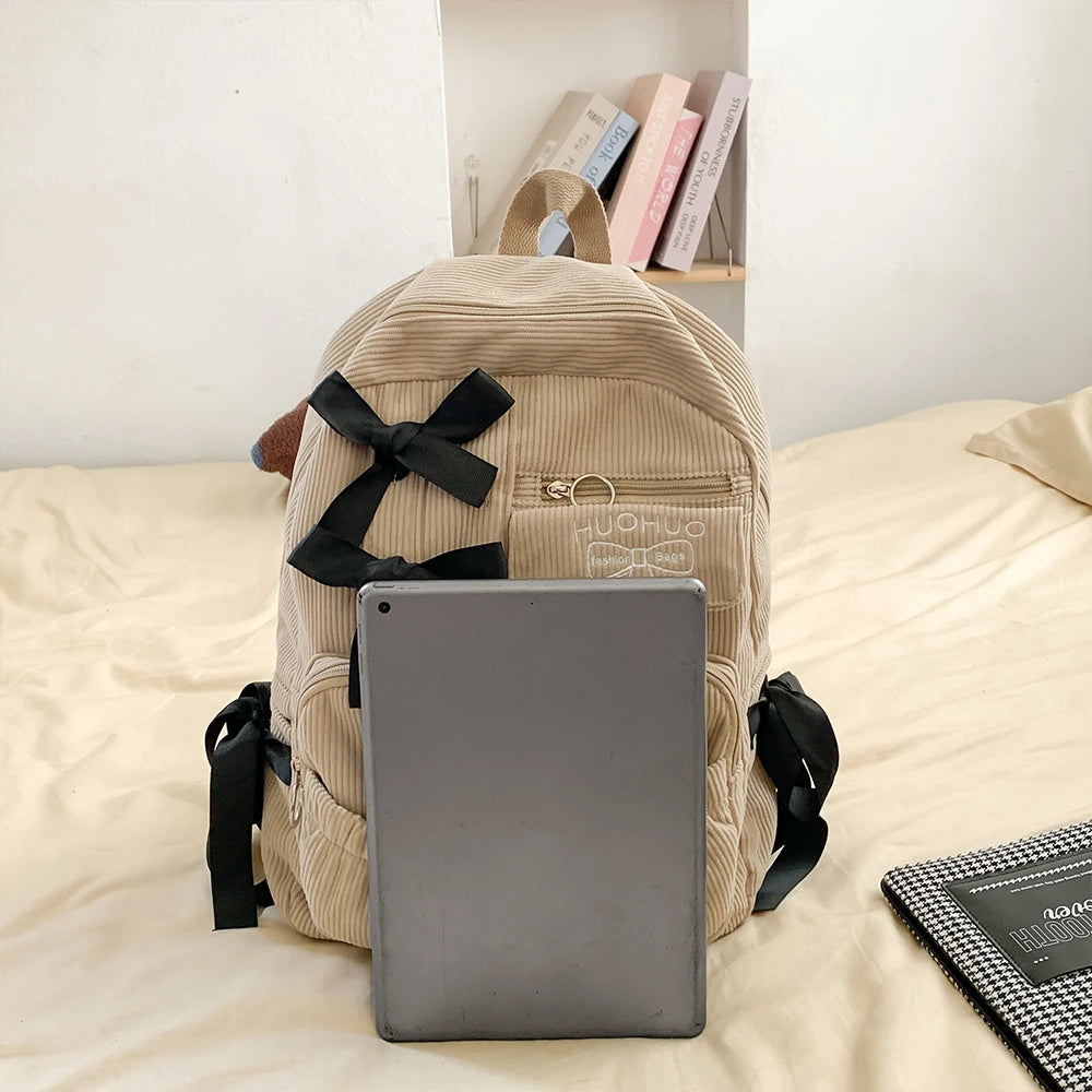 2025 Nueva mochila de estilo coreano para ir al trabajo, mochila versátil para estudiantes universitarios, mochila de alta belleza, mochila con lazo