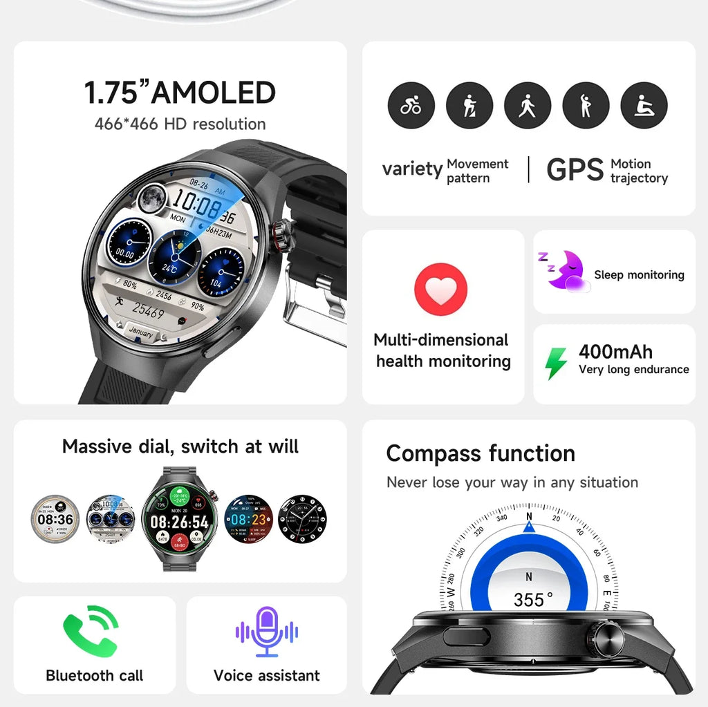 Reloj Inteligente G5 Plus con Pantalla AMOLED, GPS y Llamadas Bluetooth