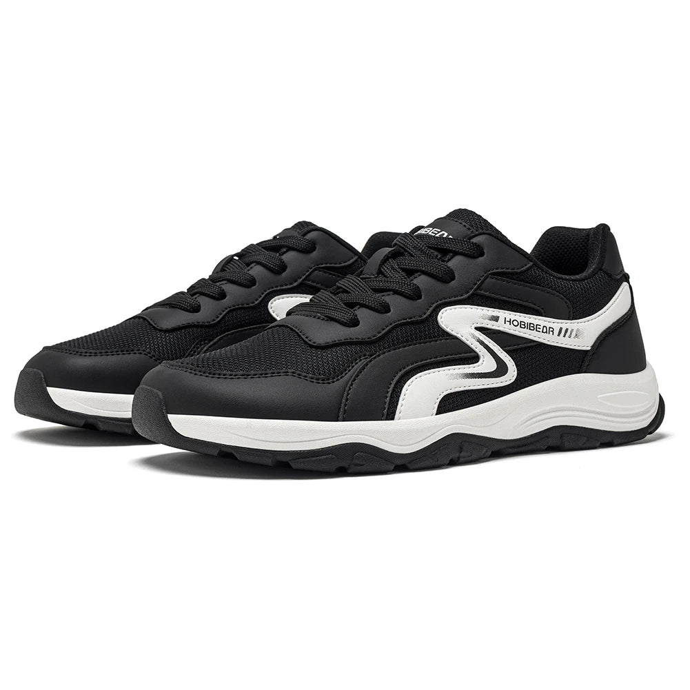 HOBIBEAR Zapatillas de correr unisex con punta ancha, zapatillas de senderismo con cordones, zapatillas de viaje al aire libre, zapatillas de malla de cuero artificial para caminar
