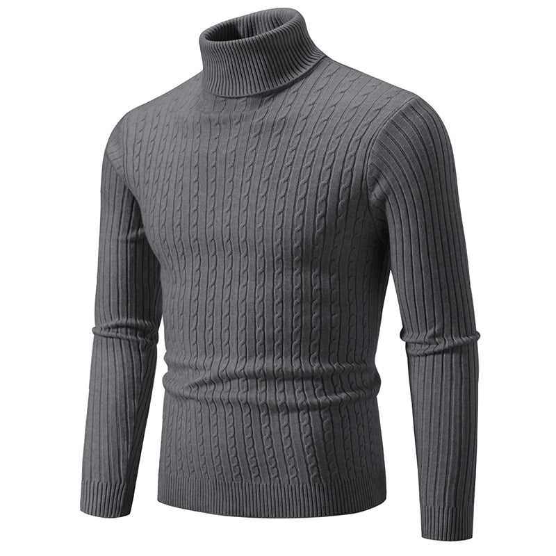 Nuevo suéter de cuello alto para hombre, jersey de Color sólido, tejido cálido, informal, sudadera de cuello alto, Tops de lana para hombre para invierno al aire libre