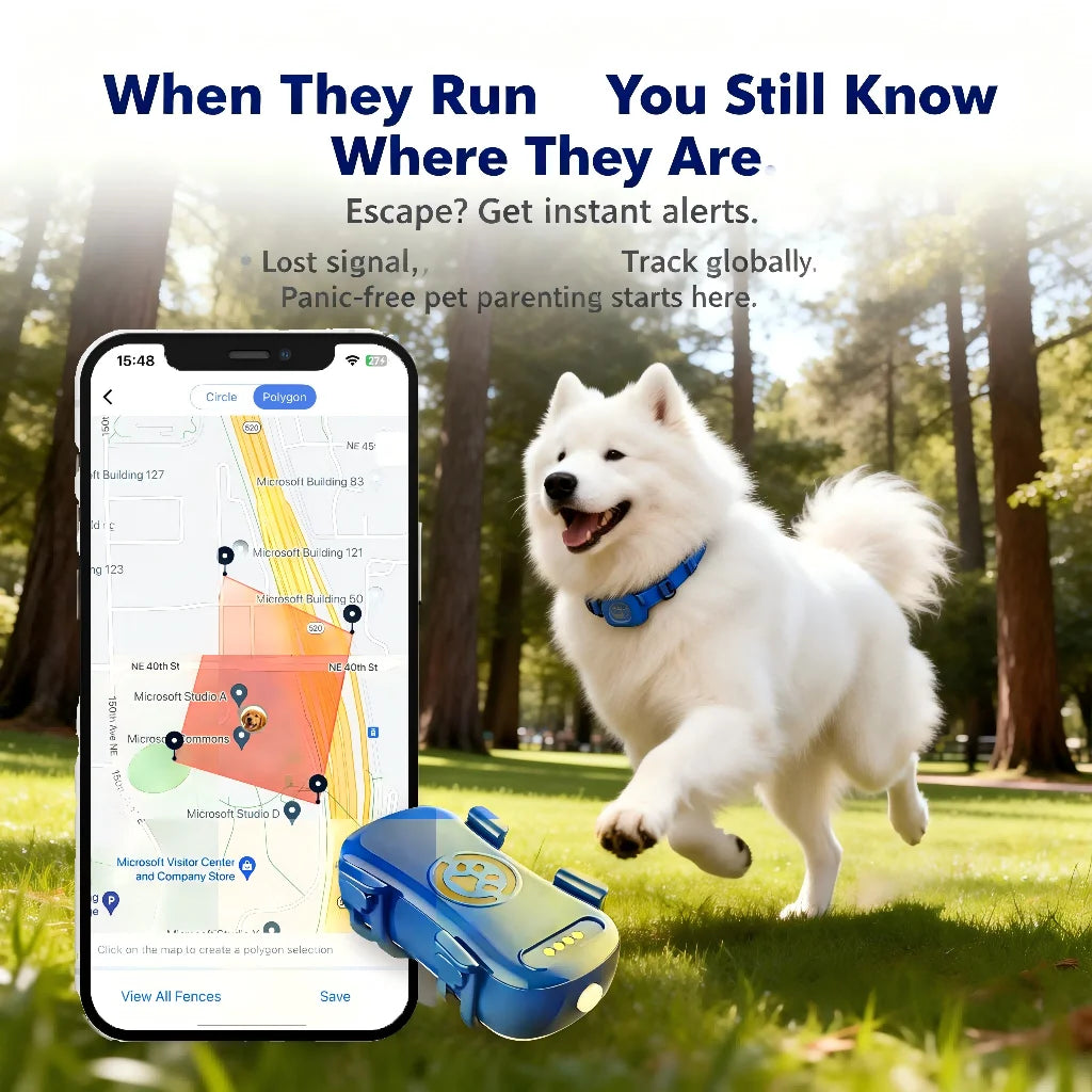 Rastreador GPS para Mascotas (Perros y Gatos) con IoT Integrado, SIM, WiFi, Seguimiento Ilimitado, Código QR, Localizador Antipérdida, Requiere Suscripción